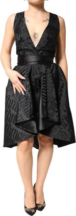 John Richmond Jacquard Deep V-neck Sleeveless 2 Pc Womens Dress