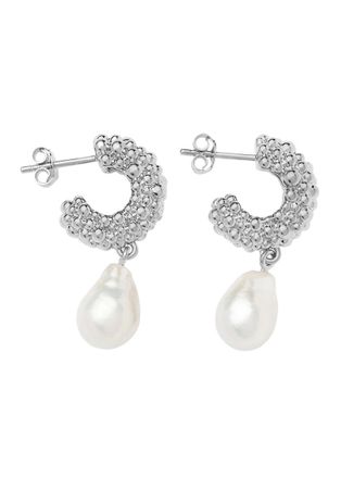 Missoma Pearl Drop Silver-plated Hoop Earrings - One Size