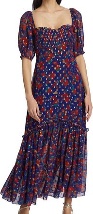 Rixo Womens Shireen Dress In Havana Floral Indigo