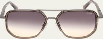 Ermenegildo Zegna Mens Metal Square Sunglasses
