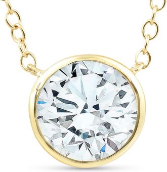 Pompeii3 1.88Ct Round Solitaire Diamond Bezel Pendant 14k Yellow Gold Lab Grown