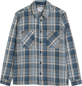 Wax London Whiting Checked Woven Overshirt - Blue - Xxl