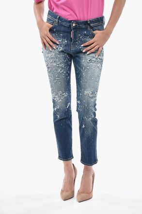 Dsquared2 Jeans COOL GIRL a Gamba Dritta Effetto Vintage 14cm Dsquared2