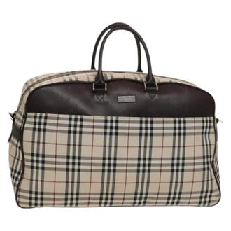 Burberry Tweedehands Canvas handtassen - Dames - Vintage Weekendtas - Beige - ONE Size - Leer - Vintage