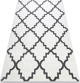 RugsX Rugsx - Alfombra Sketch - F343 Enrejado Tr&eacute;bol Marroqu&iacute; Crema/gris White 120x170 Cm
