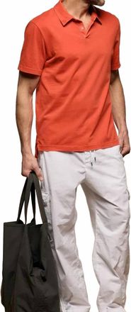 James Perse Sueded Jersey Polo In Blood Orange Pigment