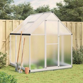 Berkfield Home Greenhouse with Base Frame Silver 169x169x202 cm Aluminium | Size: 169 x 169 x 202 cm