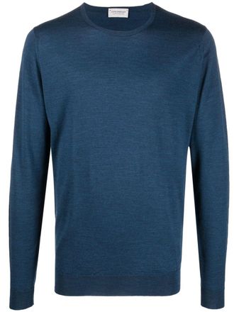 John Smedley fine-knit ribbed-trim jumper - men - Merino - L - Blue