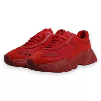 Dolce & Gabbana Mens Red Leather Daymaster Low Top Sneakers Shoes