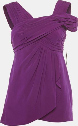 Nicole Miller Purple Silk Pleated Sleeveless Top