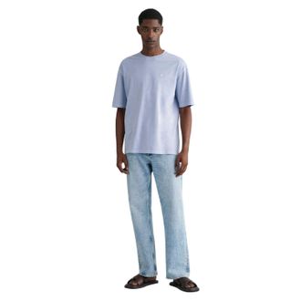 GANT Geborduurd Logo Heren Regular T-shirt met korte mouwen (Blauw)