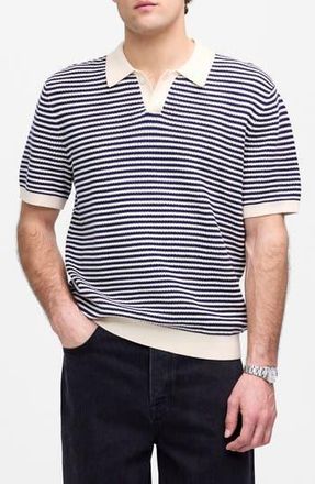 Madewell Pointelle Stitch Single Button Sweater Polo in Antique Navy at Nordstrom Rack, Size Medium