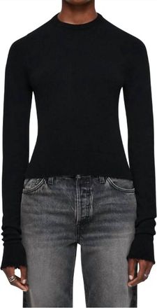 Re/Done Cashmere Crewneck Long Sleeve Top In Black