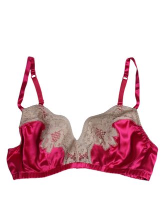 Dolce & Gabbana Magenta Floral Lace Silk Non Wire Bra Womens Underwear