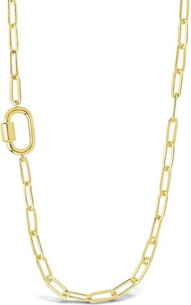 Sterling Forever Polished Carabiner Station Necklace