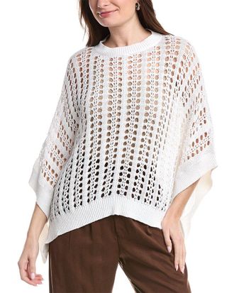 Brunello Cucinelli Open Knit Linen & Silk-Blend Poncho Sweater