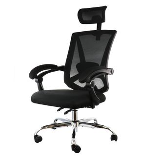 Elama Full Back Mesh Adjustable Office Chair with Headrest in Black