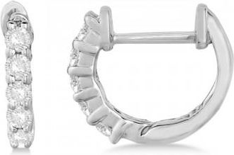 Allurez Hinged Hoop Diamond Huggie Style Earrings 14k White Gold (0.25ct)