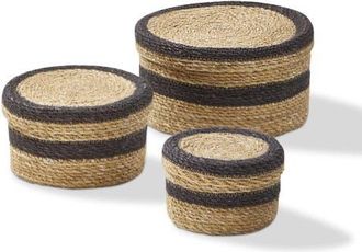 Tag Multicolor Round Box with Lid Decorative Seagrass Basket in Multicolored at Nordstrom