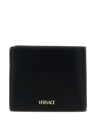Versace V-logo metal leather wallet - Black