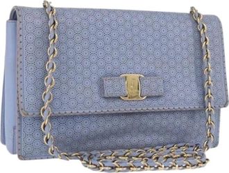 Ferragamo Pre-owned Leren Schoudertas - Dames - Vintage Schoudertas - Blauw - ONE Size - Leer - Vintage