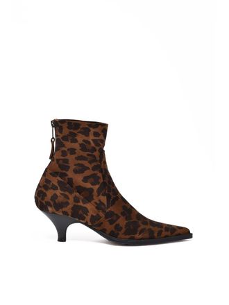 Elena Iachi Leopard Leather Zip Ankle Boots