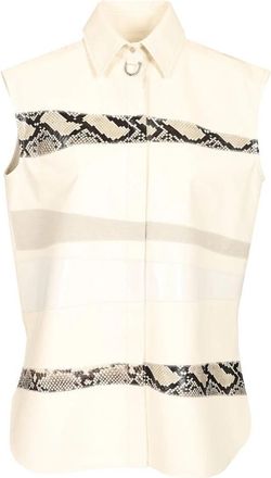 Durazzi Milano Mouwloos Leren Shirt - Dames - Overhemden - Wit - S - Leer - Overhemden