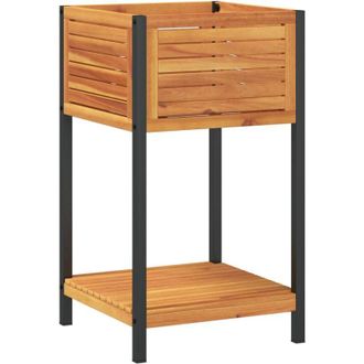 vidaXL Jardinera Con Estante Madera Maciza Acacia Y Acero 45x45x80 Cm Vidaxl