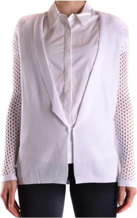 Pinko Gebreid Vest met Mesh Mouwdetails - Dames - Vesten - Wit - XS - Truien & Vesten
