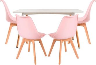 Regalos Miguel Regalos Miguel - Conjuntos De Mesa Y Sillas - Conjunto Mesa Tower Rectangular 120 X 80 Cm Blanca Y Pack 4 Sillas Synk Basic - Rosa