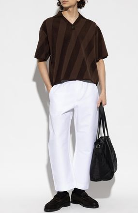 Jacquemus Polo Shirt With Striped Pattern, Mens, Brown