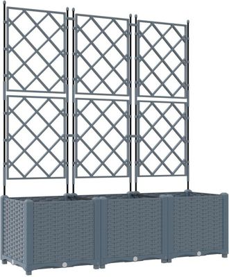 vidaXL Maceta de jardín con enrejado 3 pcs Gris claro Vidaxl