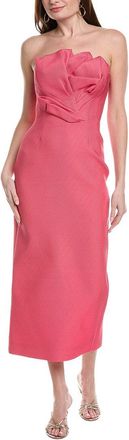Lela Rose Draped Tulip Silk-Blend Sheath Dress