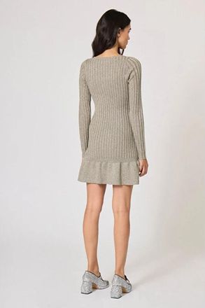 Manoush Glitter Ribbed Mini Dress - Dames - Lange truien - Groen - M - Polyester - Truien & Vesten