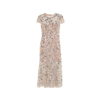 Self Portrait Sequin-embellished Crystal-neckline Midi Dress