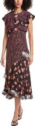 3.1 Phillip Lim Floral Collage Ruffle Overlay Midi Dress