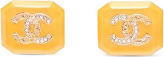 Chanel Orecchini CC con strass - Giallo