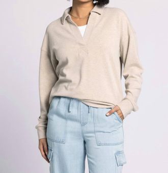 Thread & Supply Taylor Collar Top In Heather Stucco