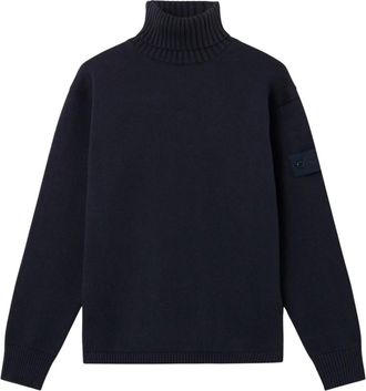 Stone Island Maglione Girocollo Regular Fit con Bordi a Costine - - Knitwear - Uomo - Blu - M