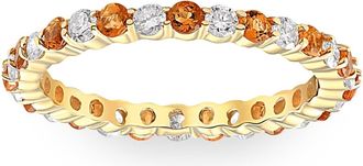 Pompeii3 1 cttw Citrine & Diamond Wedding Eternity Stackable Ring 10k Yellow Gold