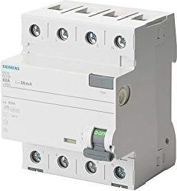 SIEMENS Interruptor Diferencial, 4 Polos, Tipo B, Con Retardo De Tiempo Corto, In: 40 A, 30 Ma, 5sv33444