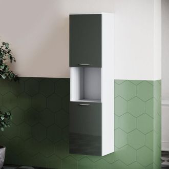 Sonni Armadietto Alto Bagno Grigio Alto Lucido 130cm Armadietto Bagno a Parete Legno Stretto