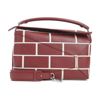 Loewe Handbags, female, Brown, ONE SIZE, Burnt Red Puzzle Edge Brick Bag