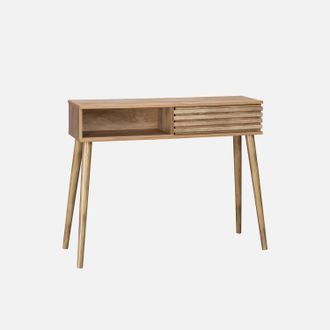 Sweeek Consola Escandinava Efecto Madera Y Puerta Corredera, 100cm