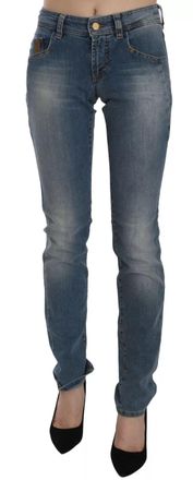 John Galliano Blauwe Gewassen Mid Waist Skinny Casual Jeansbroek