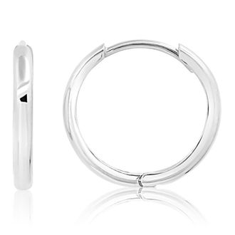 MAX + STONE 14K Yellow Gold 16mm Domed Style Huggie Hoop Earrings with Hidden Post Hinged Closure