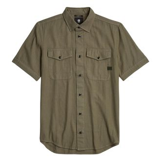 G-Star Slim Fit Denim Overhemd - Heren - Korte mouwen Overhemden - Groen - S - Denim - Overhemden