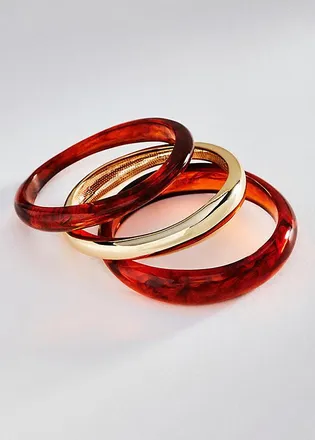 BaubleBar Raven Resin Bangle Bracelets, Set of 3