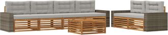 vidaXL Conjunto De Sof&aacute;s De Exterior 7 Uds. Natural Y Gris Claro Vidaxl