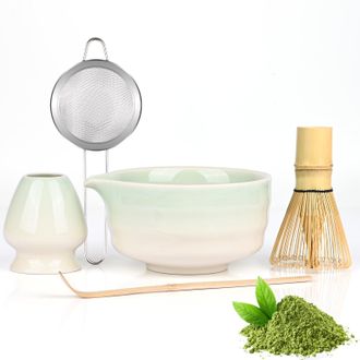 OEM Kit De Matcha De 5 Piezas: Incluye Un Batidor De Bamb&uacute;, Una Cuchara, Un Colador, Un Taz&oacute;n De Matcha De 520 Ml Y Un Soporte Para Accesorios De Ceremoni